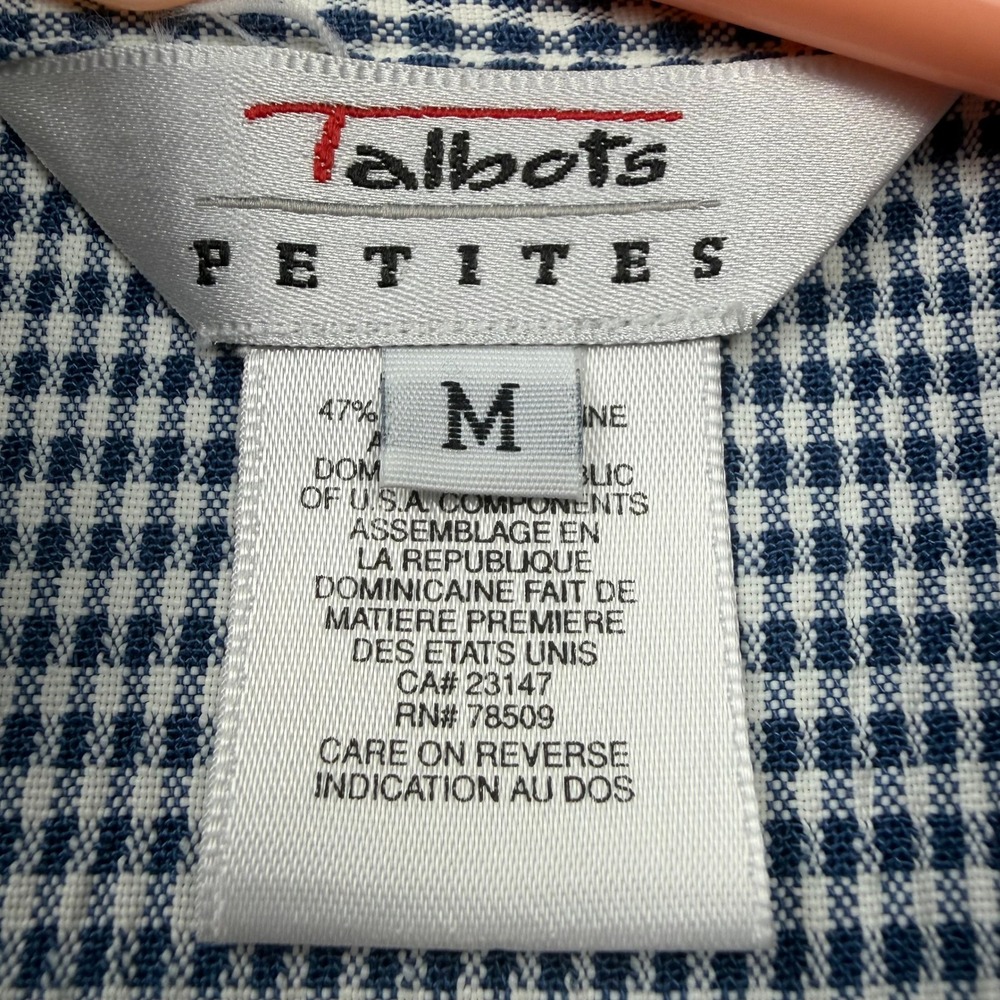 Talbots Petites Gingham Blazer Jacket Medium Mother of Pearl